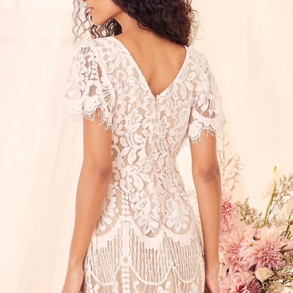 Lulus Pearson White Lace Short Sleeve Dress